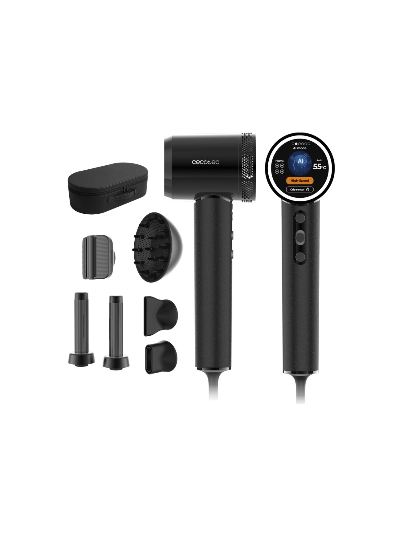 Cecotec Hair Dryer | DryGlam Waves i-Sensor Pro | 1600 W | Number of temperature settings 4 | Ionic function | Black | Diffuser nozzle Cecotec Hair Dryer | DryGlam Waves i-Sensor Pro | 1600 W | Number of temperature settings 4 | Ionic function | Black | Diffuser nozzle