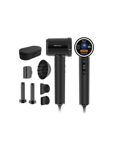 Cecotec Hair Dryer | DryGlam Waves i-Sensor Pro | 1600 W | Number of temperature settings 4 | Ionic function | Black | Diffuser nozzle