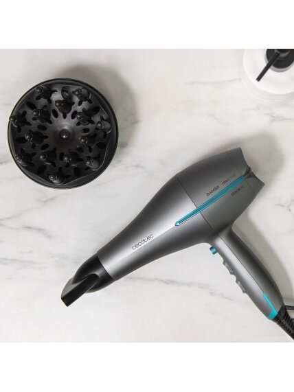 Cecotec Hair dryer | IoniCare 5300 Maxi Aura Black | 2200 W | Number of temperature settings 3 | Ionic function | Black/Grey | Diffuser nozzle 1