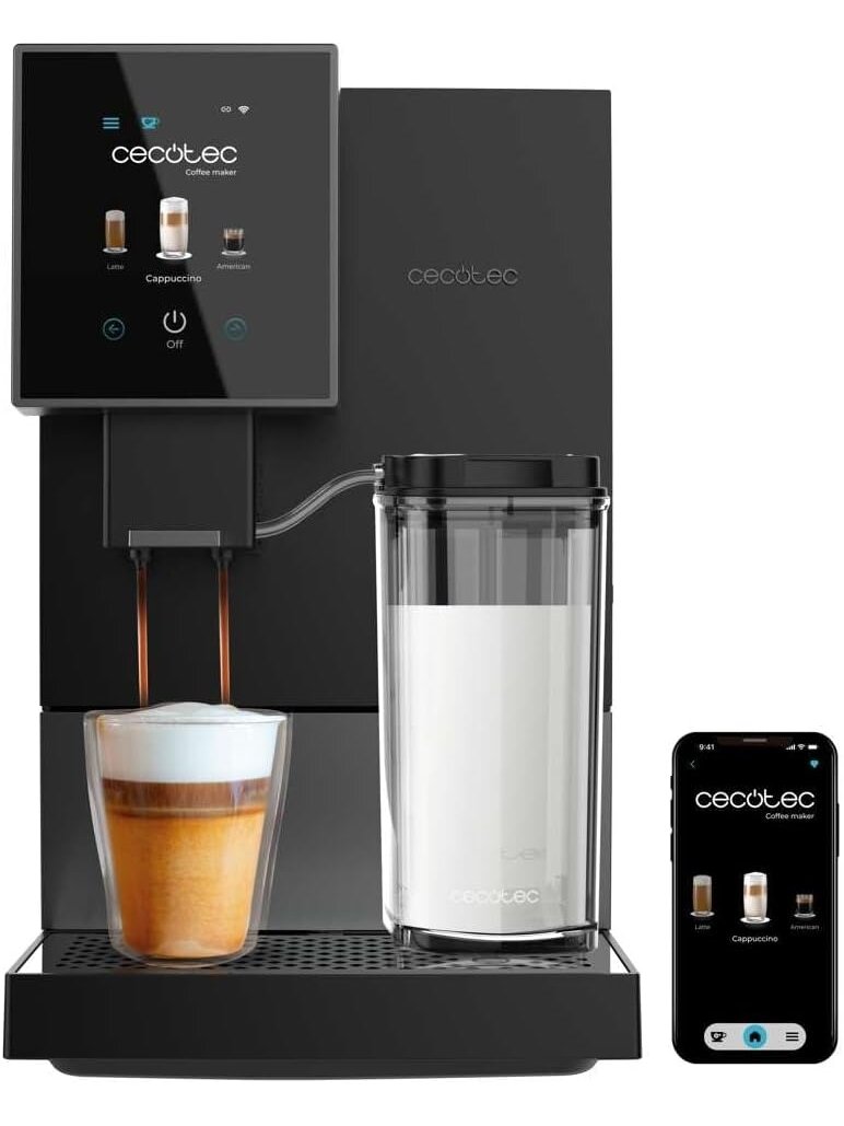 Cecotec Coffee Maker | Cremmaet Compactccino Connected | Pump pressure 19 bar | Built-in milk frother | Super-automatic | Black 2