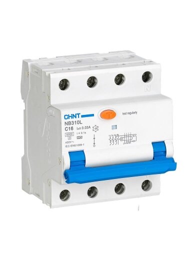 Chint | Circuit breaker RCBO, NB310L/3N, 3P+N, C20, 30mA, A, 6kA | NB310L3PN30MAA20C