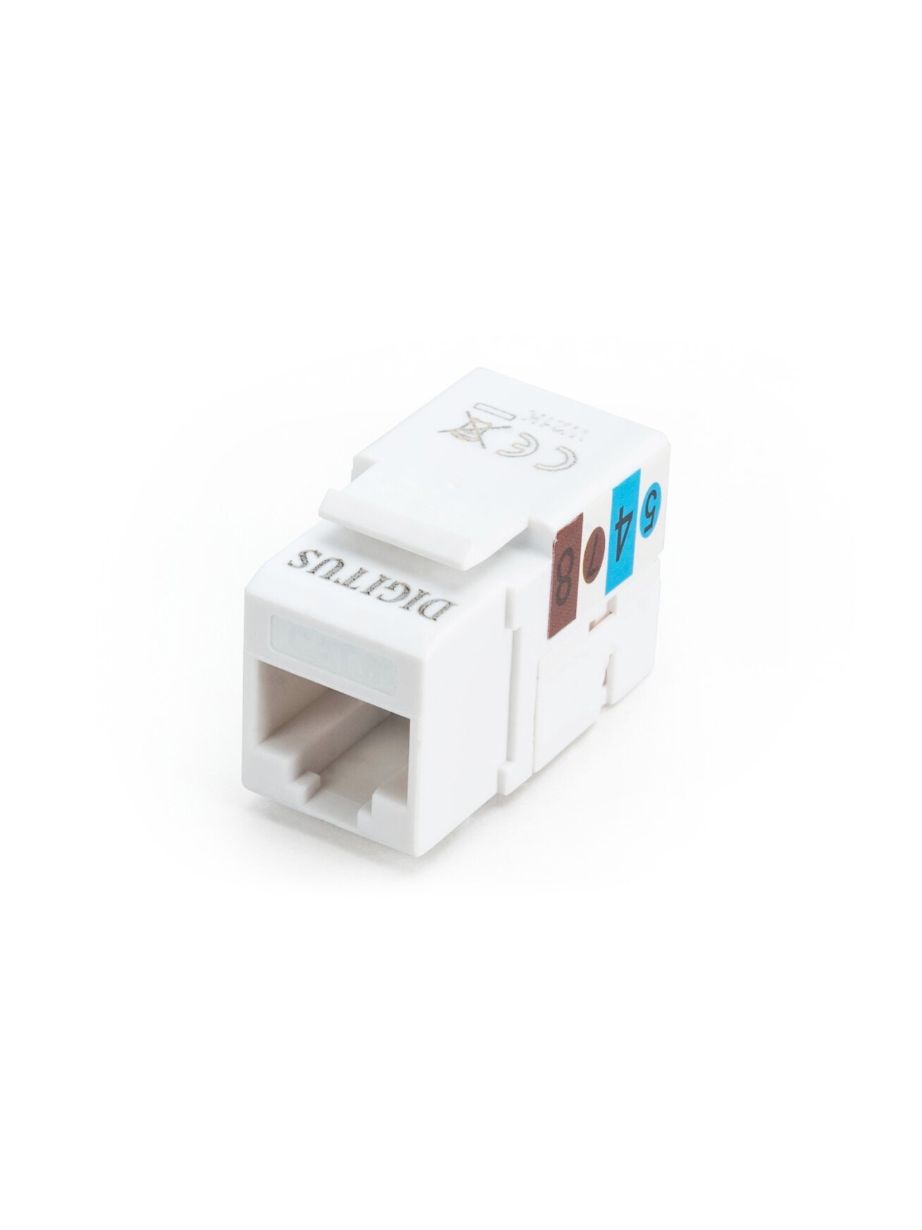 Class E CAT 6 Keystone Jack | DN-93601 | Unshielded RJ45 to LSA | Cable installation via LSA strips, color coded according to EIA/TIA 568 A & B; The Cat 6 keystone module supports transmission speeds of up to 1 GBit/s & 250 MHz in connection with cat 6 or Class E CAT 6 Keystone Jack | DN-93601 | Unshielded RJ45 to LSA | Cable installation via LSA strips, color coded according to EIA/TIA 568 A & B; The Cat 6 keystone module supports transmission speeds of up to 1 GBit/s & 250 MHz in connection with cat 6 or