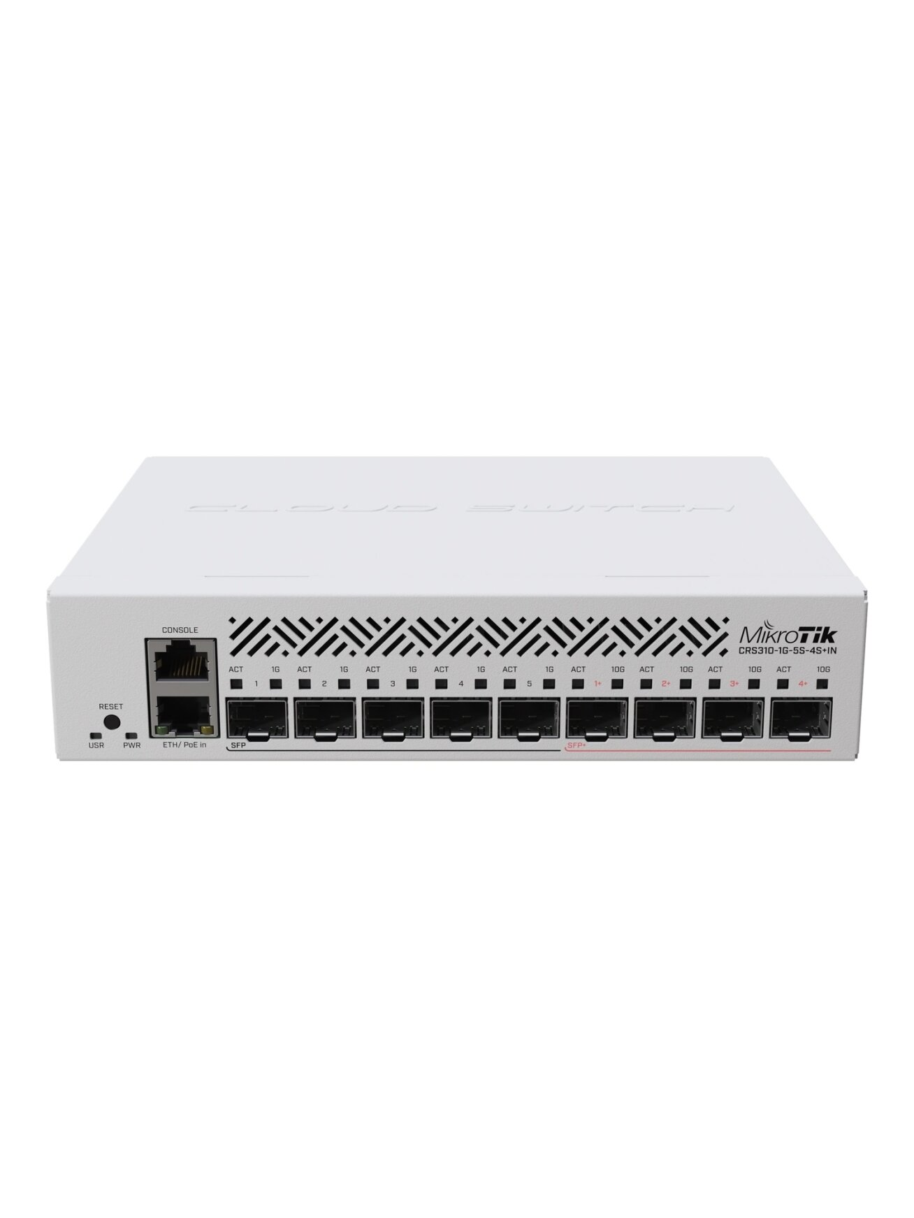 Cloud Router Switch | CRS310-1G-5S-4S+IN | No Wi-Fi | 10/100/1000 Mbit/s | Ethernet LAN (RJ-45) ports 1 | Mesh Support No | MU-MiMO No | No mobile broadband Cloud Router Switch | CRS310-1G-5S-4S+IN | No Wi-Fi | 10/100/1000 Mbit/s | Ethernet LAN (RJ-45) ports 1 | Mesh Support No | MU-MiMO No | No mobile broadband