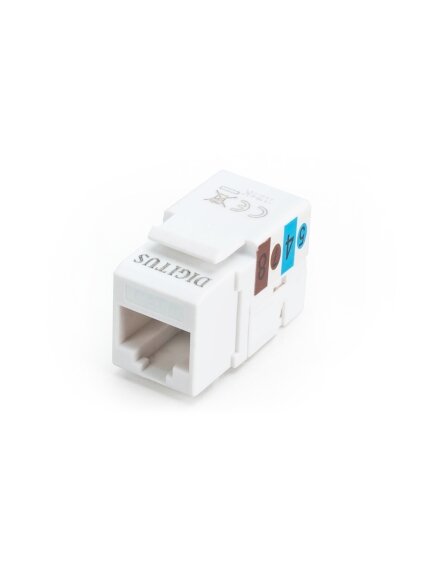 Class E CAT 6 Keystone Jack | DN-93601 | Unshielded RJ45 to LSA | Cable installation via LSA strips, color coded according to EIA/TIA 568 A & B; The Cat 6 keystone module supports transmission speeds of up to 1 GBit/s & 250 MHz in connection with cat 6 or Class E CAT 6 Keystone Jack | DN-93601 | Unshielded RJ45 to LSA | Cable installation via LSA strips, color coded according to EIA/TIA 568 A & B; The Cat 6 keystone module supports transmission speeds of up to 1 GBit/s & 250 MHz in connection with cat 6 or