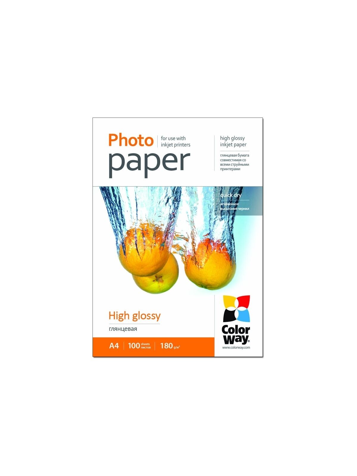 ColorWay Photo Paper, 100 sheets | High Glossy | 180 g/m² | A4