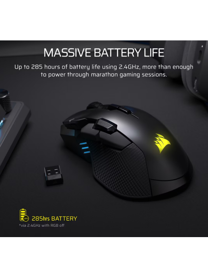 Corsair IRONCLAW SE | Gaming Mouse | Wireless/Wired | 2.4GHz, Bluetooth, USB-C | Black 6 Corsair IRONCLAW SE | Gaming Mouse | Wireless/Wired | 2.4GHz, Bluetooth, USB-C | Black 6