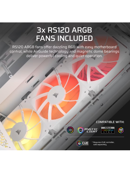 Corsair PC Case | 3200D RS ARGB | White | Mid-Tower 4 Corsair PC Case | 3200D RS ARGB | White | Mid-Tower 4