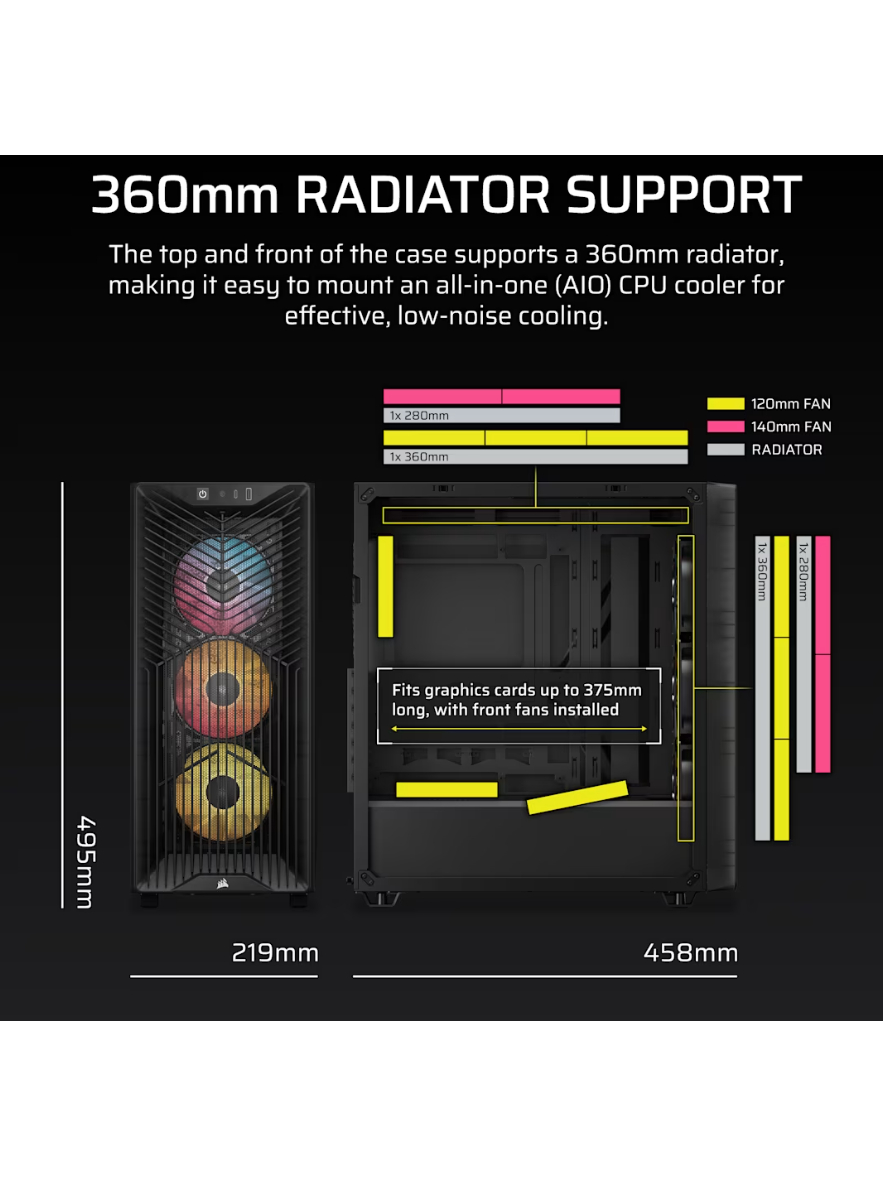 Corsair PC Case | 3200D RS ARGB | Smoke | Mid-Tower 2