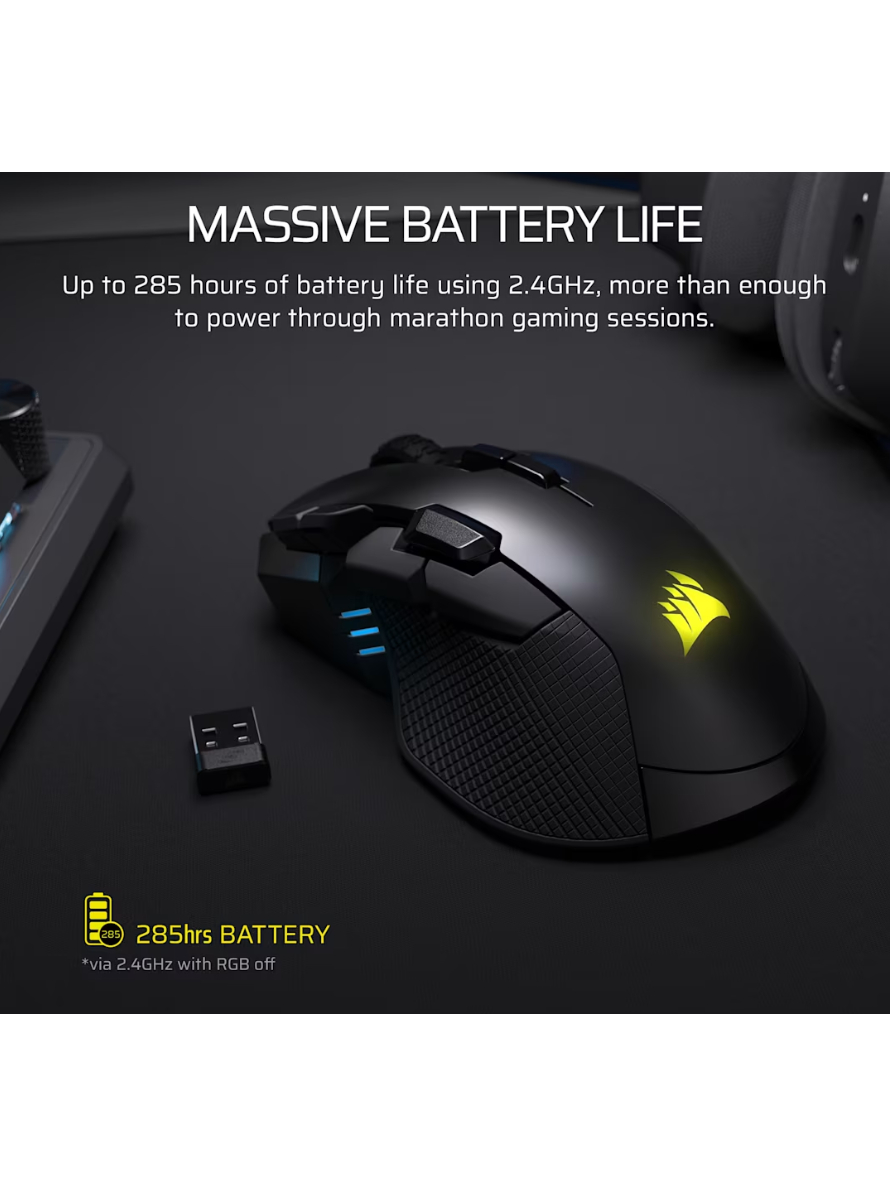Corsair IRONCLAW SE | Gaming Mouse | Wireless/Wired | 2.4GHz, Bluetooth, USB-C | Black 6 Corsair IRONCLAW SE | Gaming Mouse | Wireless/Wired | 2.4GHz, Bluetooth, USB-C | Black 6