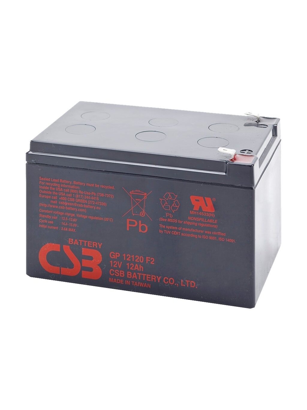 CSB Battery Battery 12V 12Ah F2 Pb | GP12120 CSB Battery Battery 12V 12Ah F2 Pb | GP12120