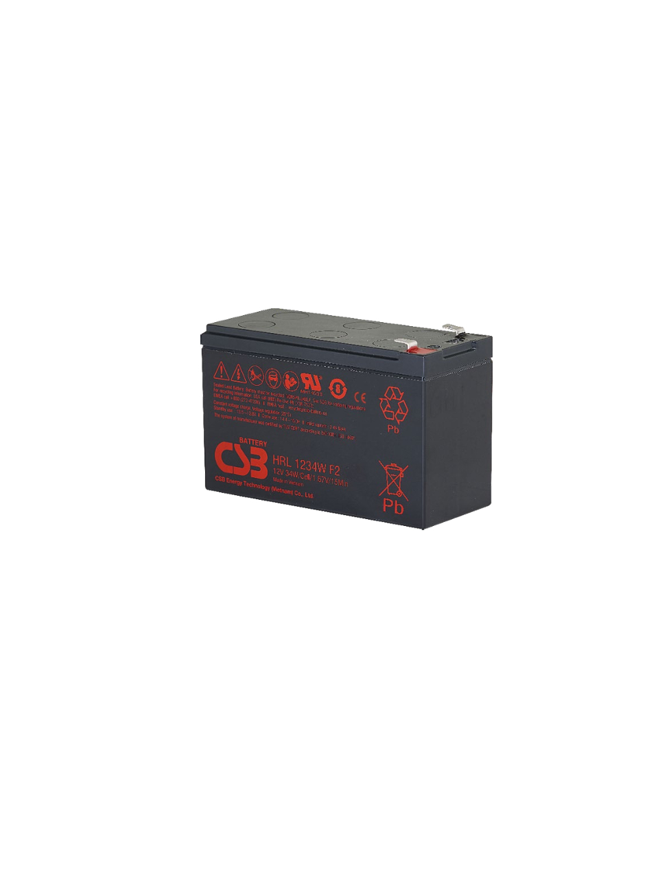 CSB Battery Battery 12V 9Ah 34W Pb F2 | HRL1234W