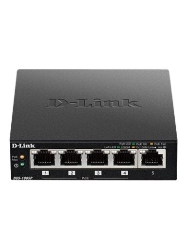 D-Link | Switch | DGS-1005P | Unmanaged | Desktop | Gigabit Ethernet (copper) ports quantity 5 | Power over Ethernet (PoE) ports quantity 4 | Power supply type External D-Link | Switch | DGS-1005P | Unmanaged | Desktop | Gigabit Ethernet (copper) ports quantity 5 | Power over Ethernet (PoE) ports quantity 4 | Power supply type External