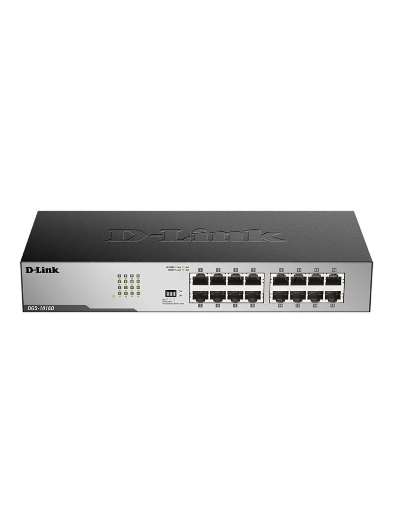 D-Link | 16-Port Gigabit Unmanaged Desktop Switch | DGS-1016D | Unmanaged | Desktop
