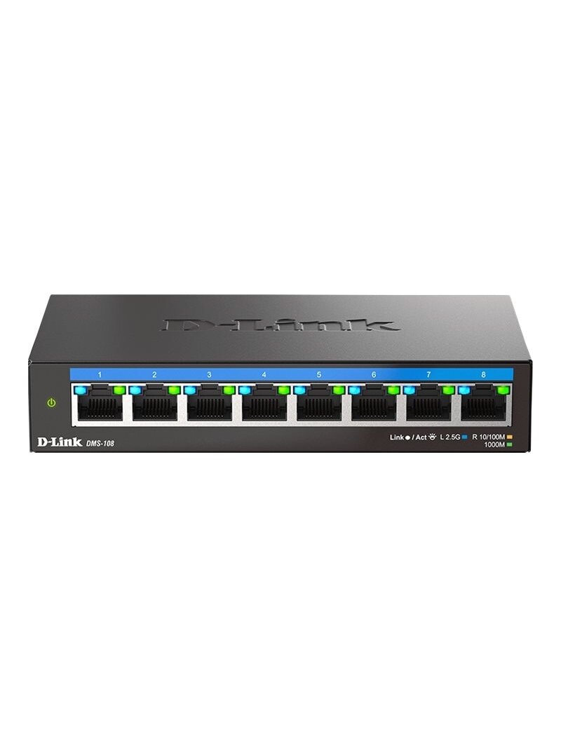 D-Link DMS-108/E | 8-Port 2.5G Multi-Gigabit Desktop Switch | Desktop | Unmanaged D-Link DMS-108/E | 8-Port 2.5G Multi-Gigabit Desktop Switch | Desktop | Unmanaged