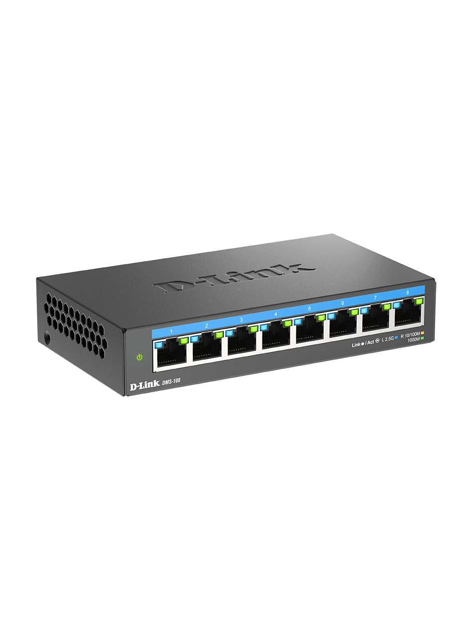 D-Link DMS-108/E | 8-Port 2.5G Multi-Gigabit Desktop Switch | Desktop | Unmanaged 3 D-Link DMS-108/E | 8-Port 2.5G Multi-Gigabit Desktop Switch | Desktop | Unmanaged 3