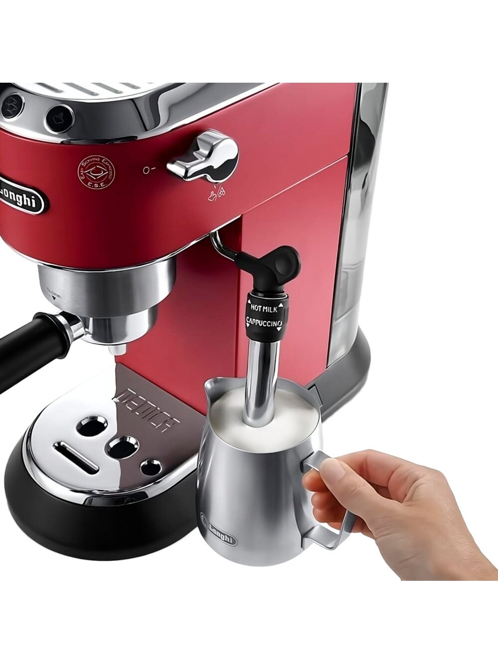 Delonghi | Espresso Coffee Maker | Dedica Style EC 685.R | Pump pressure 15 bar | Built-in milk frother | Semi-automatic | 1300 W | Red 4