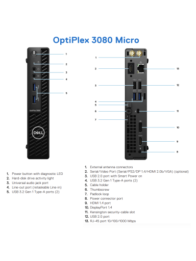 DELL Renewed Grade A | OptiPlex 3080 Micro | Intel Core i5 | i5‑10500T | 8 GB | SSD | 256 GB | Intel UHD Graphics 630 | Windows 11 Pro DELL Renewed Grade A | OptiPlex 3080 Micro | Intel Core i5 | i5‑10500T | 8 GB | SSD | 256 GB | Intel UHD Graphics 630 | Windows 11 Pro