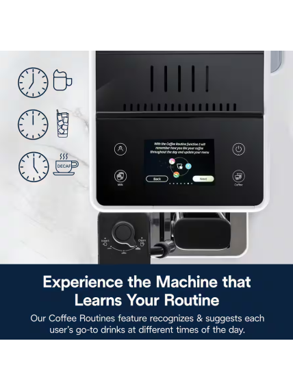 Delonghi | Coffee maker | Rivelia EXAM440.55.W | Pump pressure 19 bar | Built-in milk frother | Fully Automatic | 1450 W | Arctic White 10 Delonghi | Coffee maker | Rivelia EXAM440.55.W | Pump pressure 19 bar | Built-in milk frother | Fully Automatic | 1450 W | Arctic White 10