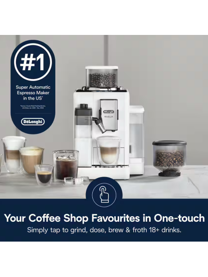 Delonghi | Coffee maker | Rivelia EXAM440.55.W | Pump pressure 19 bar | Built-in milk frother | Fully Automatic | 1450 W | Arctic White 11 Delonghi | Coffee maker | Rivelia EXAM440.55.W | Pump pressure 19 bar | Built-in milk frother | Fully Automatic | 1450 W | Arctic White 11