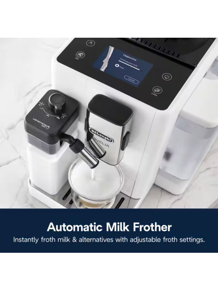 Delonghi | Coffee maker | Rivelia EXAM440.55.W | Pump pressure 19 bar | Built-in milk frother | Fully Automatic | 1450 W | Arctic White 4