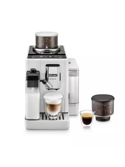 Delonghi | Coffee maker | Rivelia EXAM440.55.W | Pump pressure 19 bar | Built-in milk frother | Fully Automatic | 1450 W | Arctic White Delonghi | Coffee maker | Rivelia EXAM440.55.W | Pump pressure 19 bar | Built-in milk frother | Fully Automatic | 1450 W | Arctic White