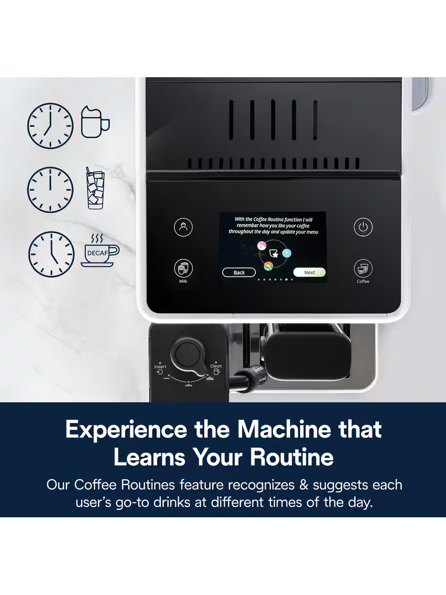 Delonghi | Coffee maker | Rivelia EXAM440.55.W | Pump pressure 19 bar | Built-in milk frother | Fully Automatic | 1450 W | Arctic White 10 Delonghi | Coffee maker | Rivelia EXAM440.55.W | Pump pressure 19 bar | Built-in milk frother | Fully Automatic | 1450 W | Arctic White 10