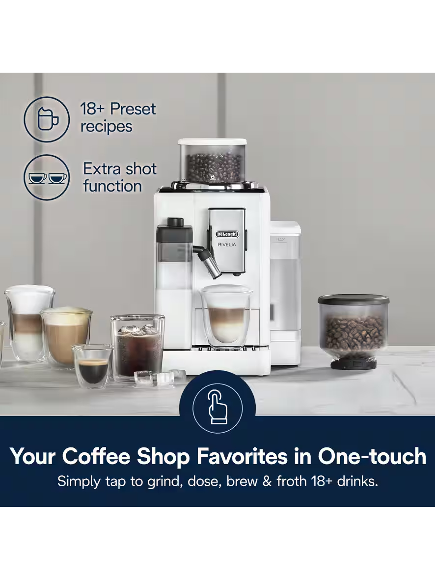 Delonghi | Coffee maker | Rivelia EXAM440.55.W | Pump pressure 19 bar | Built-in milk frother | Fully Automatic | 1450 W | Arctic White 2