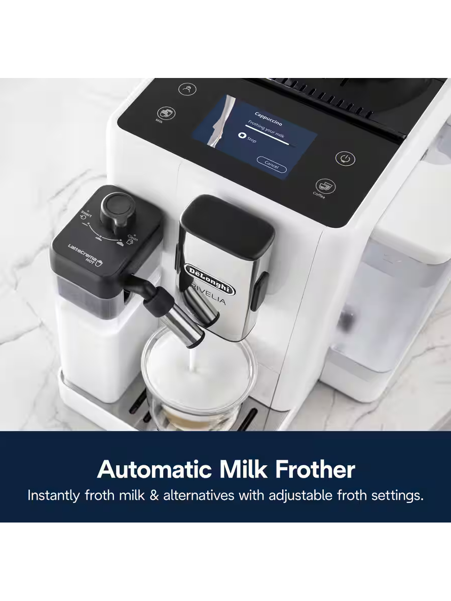 Delonghi | Coffee maker | Rivelia EXAM440.55.W | Pump pressure 19 bar | Built-in milk frother | Fully Automatic | 1450 W | Arctic White 4 Delonghi | Coffee maker | Rivelia EXAM440.55.W | Pump pressure 19 bar | Built-in milk frother | Fully Automatic | 1450 W | Arctic White 4