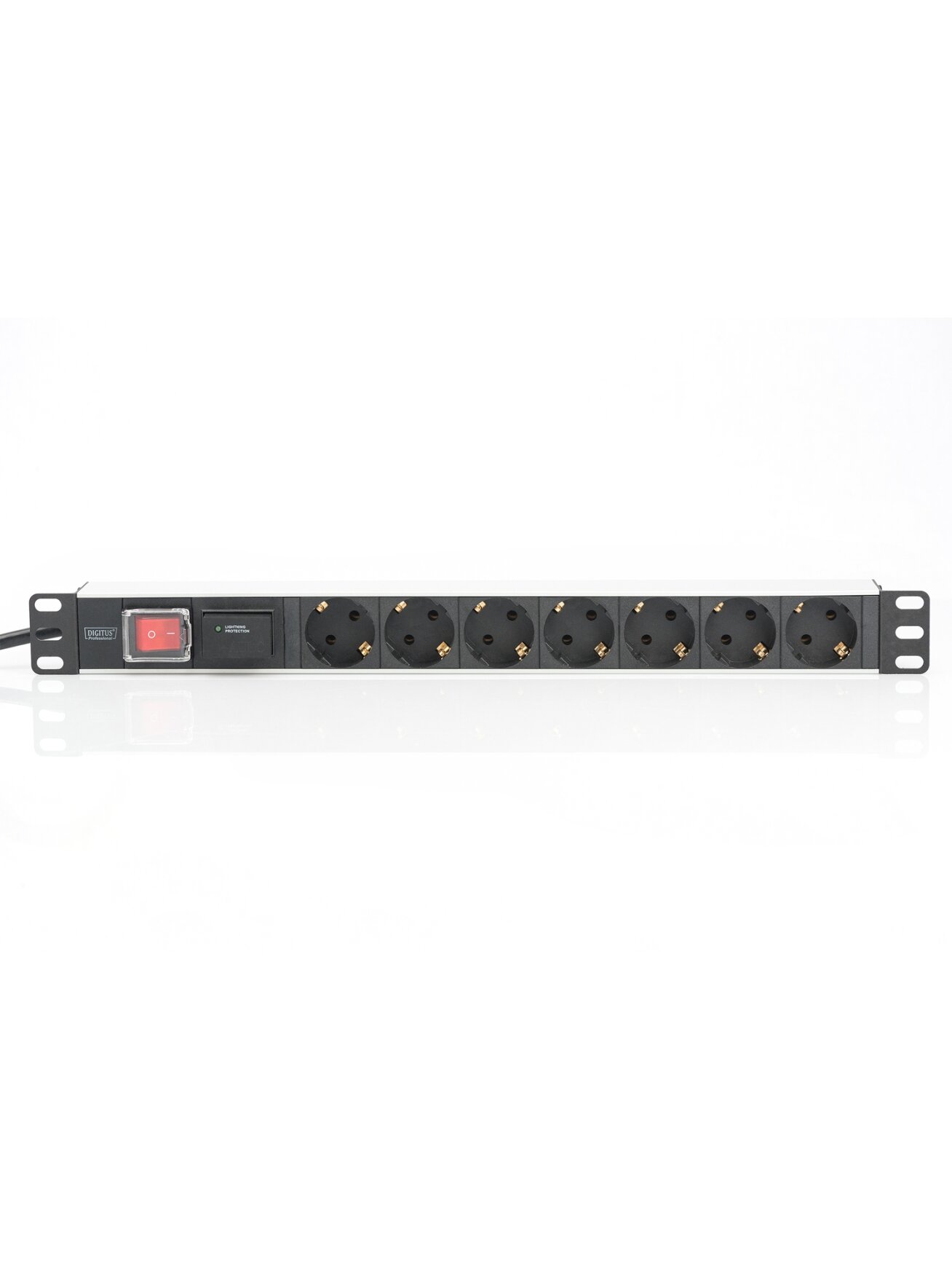 Digitus | 1U Aluminum PDU, rackmountable, 7x safety outlet 16A Plug, 250VAC 50/60Hz, switch, surge protection | DN-95407 4 Digitus | 1U Aluminum PDU, rackmountable, 7x safety outlet 16A Plug, 250VAC 50/60Hz, switch, surge protection | DN-95407 4