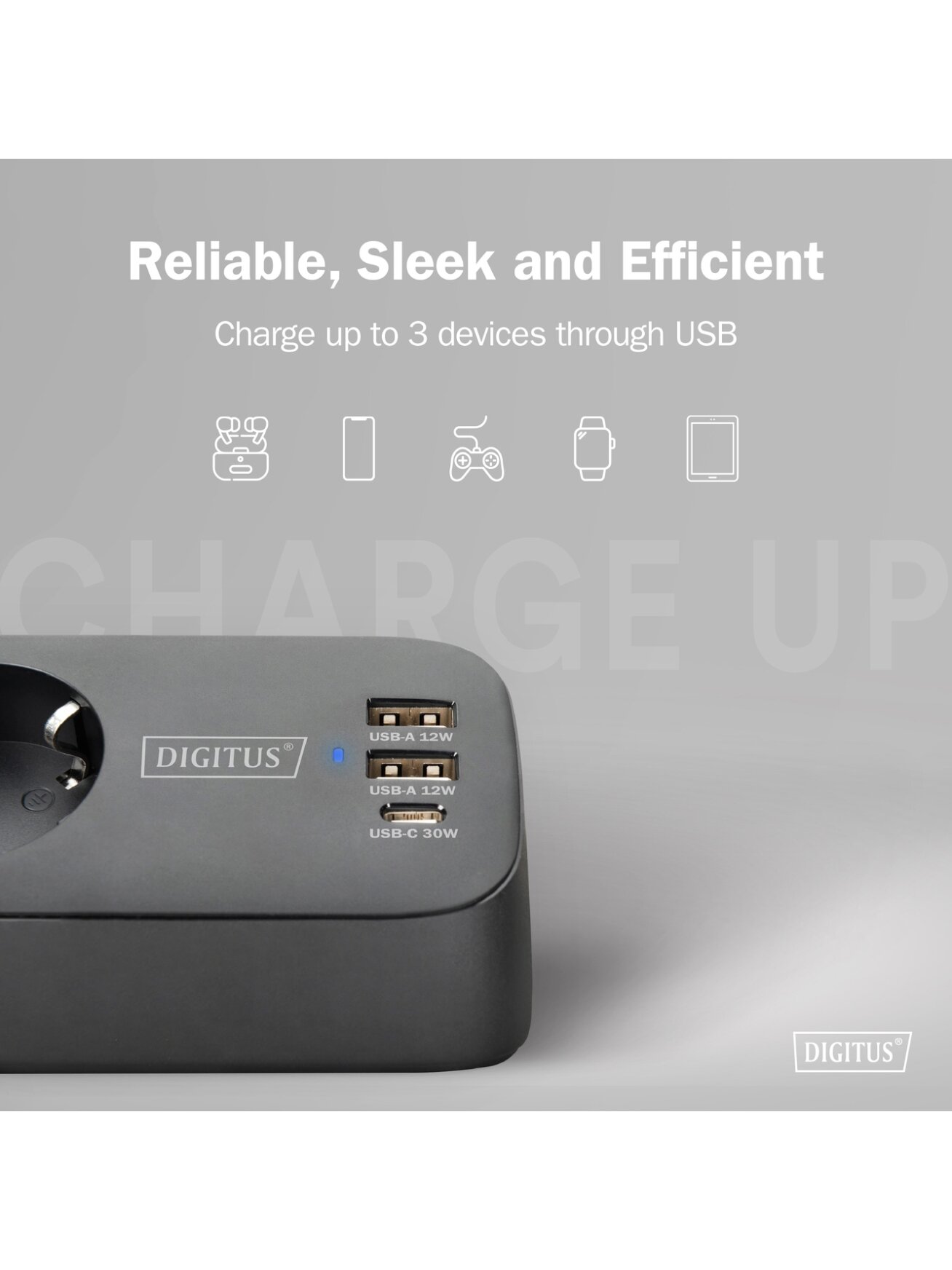 Digitus 3-way office socket strip with 2x USB-A and 1x USB-C connections | DA-70625 9 Digitus 3-way office socket strip with 2x USB-A and 1x USB-C connections | DA-70625 9