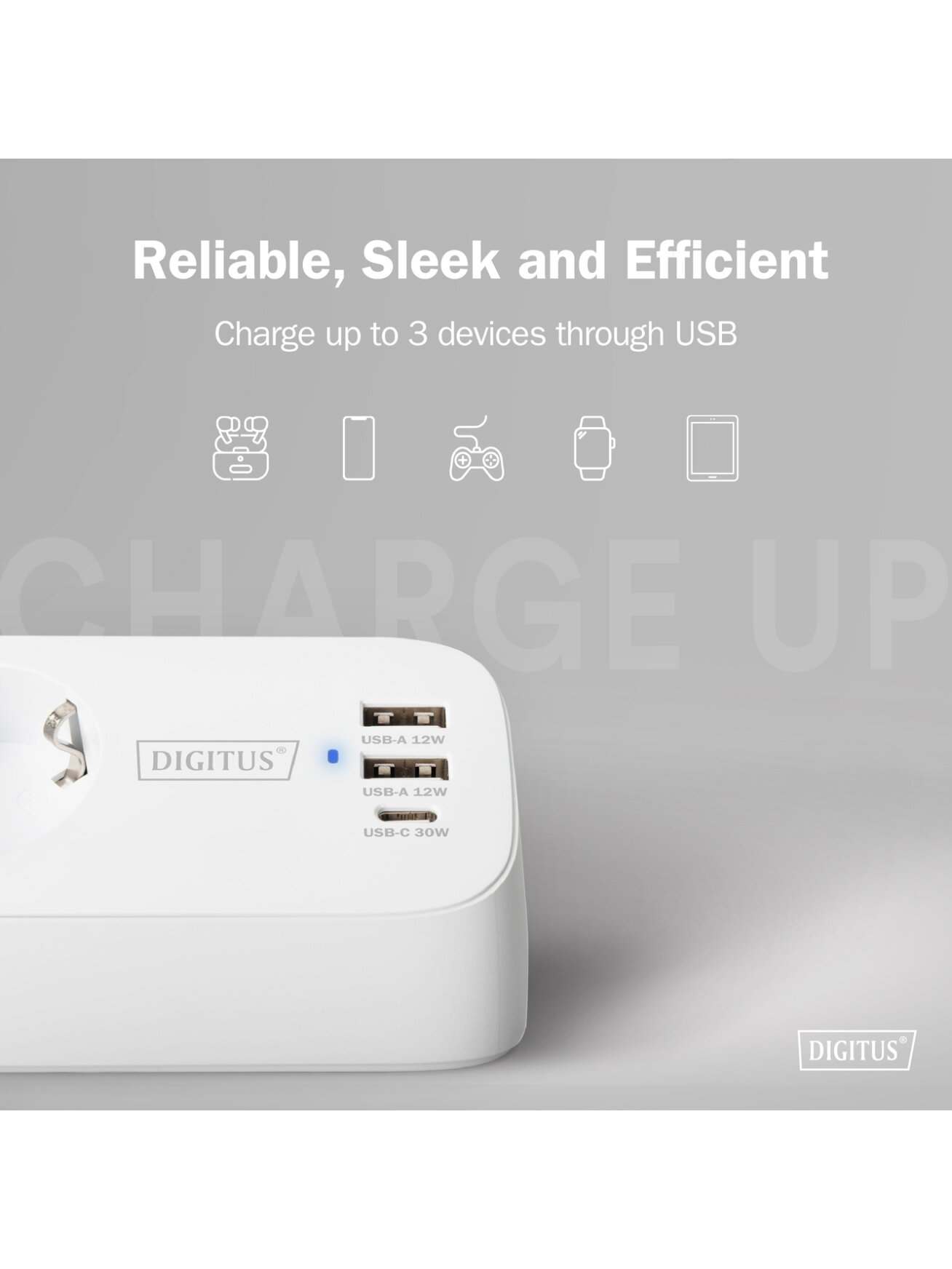 Digitus 3-way office socket strip with 2x USB-A and 1x USB-C connections | DA-70626 7 Digitus 3-way office socket strip with 2x USB-A and 1x USB-C connections | DA-70626 7