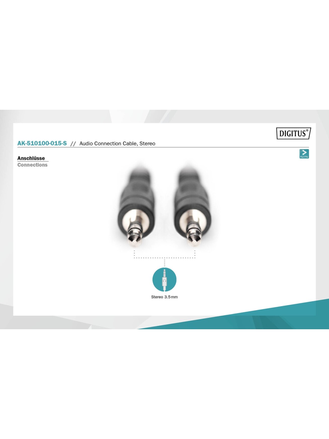 Digitus Audio Connection Cable, Stereo | AK-510100-015-S 2