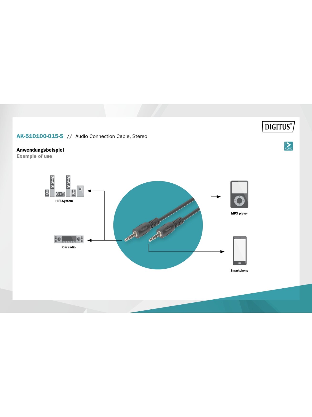 Digitus Audio Connection Cable, Stereo | AK-510100-015-S 3 Digitus Audio Connection Cable, Stereo | AK-510100-015-S 3