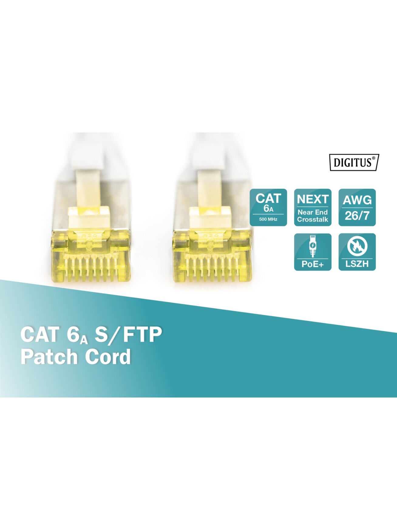 Digitus CAT 6A S/FTP | Patch cord | Length 20 m | Grey 2 Digitus CAT 6A S/FTP | Patch cord | Length 20 m | Grey 2