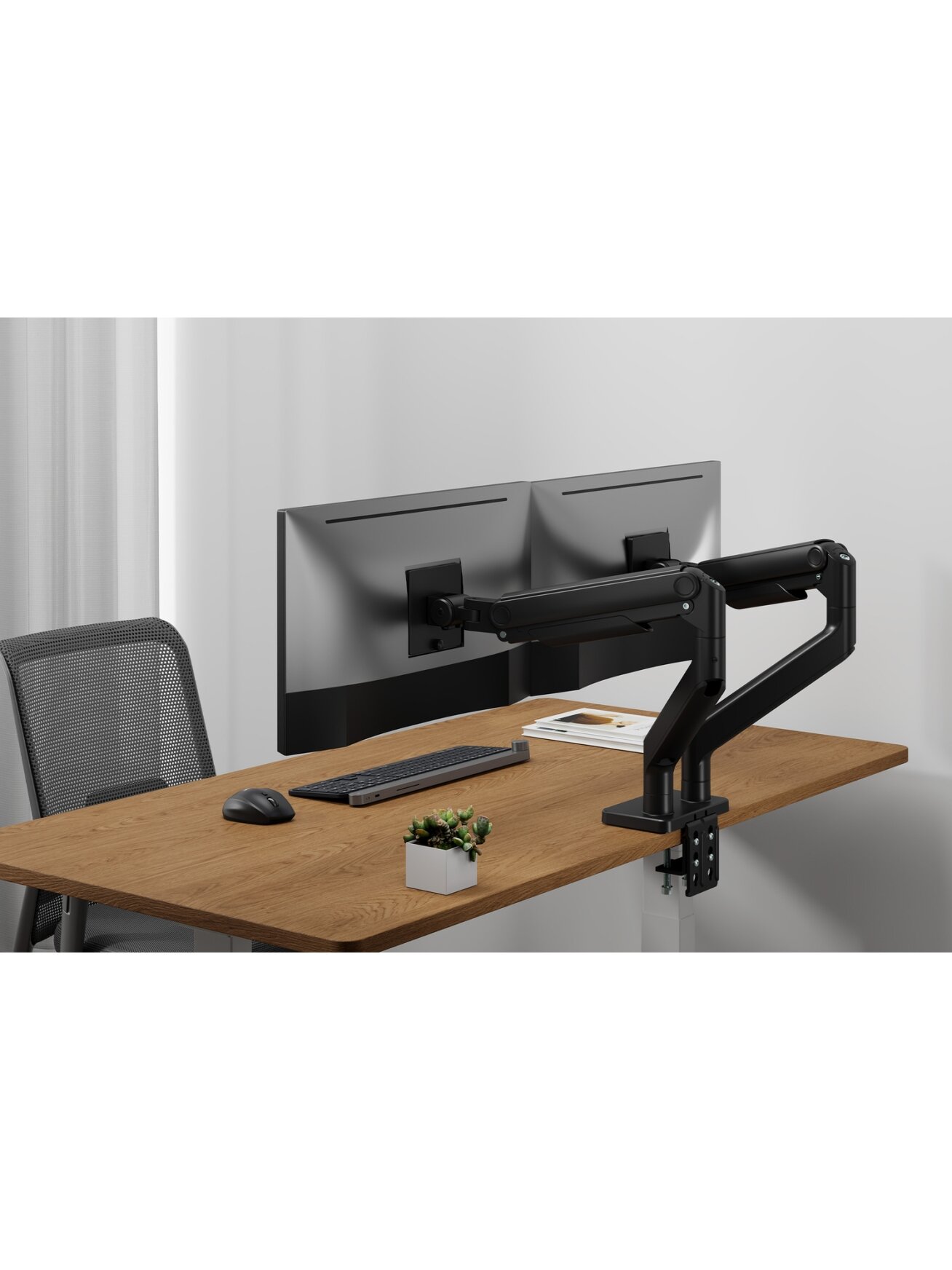 Digitus Desk Mount | Height, tilt, rotation, depth, pivot | Dual Monitor Mount | 2x 45 " | Maximum weight (capacity) 2x 20 kg | Black 4