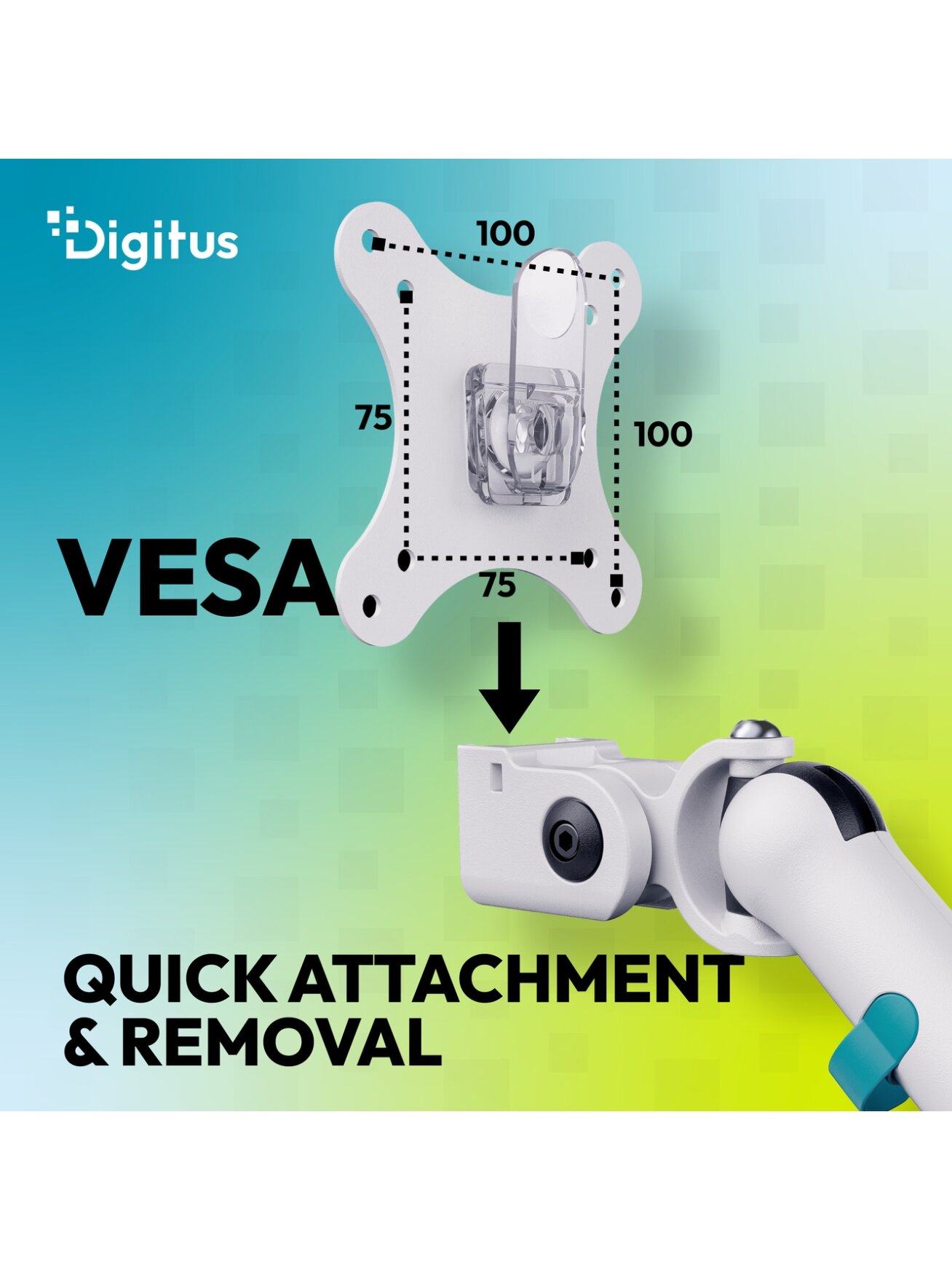 Digitus Desk Mount | Tilt, rotation, pivot | Dual design monitor mount, 2x 35", 2x 10 kg | 35 " | Maximum weight (capacity) 20 kg | White 6