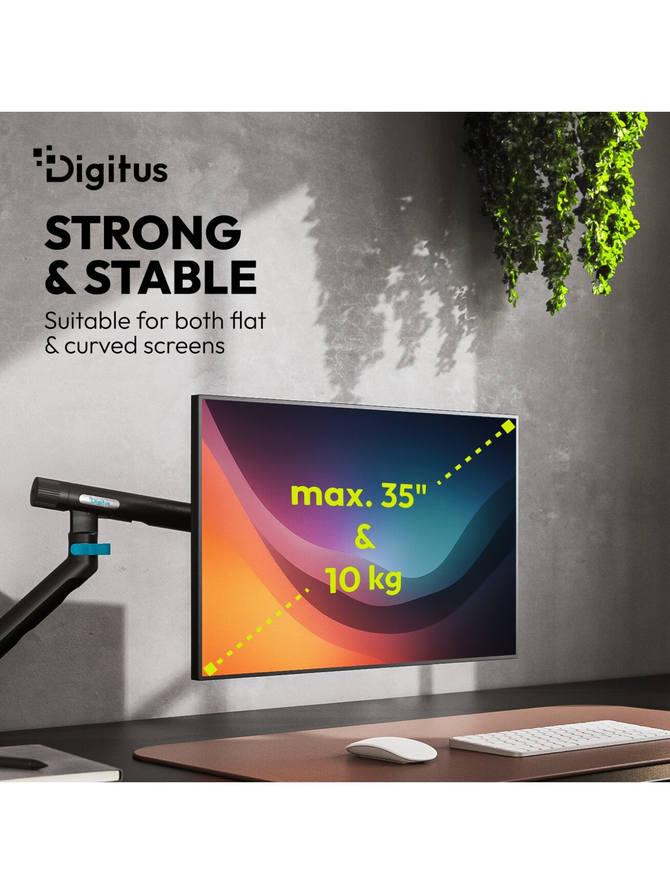 Digitus Desk Mount | Tilt, rotation, pivot | Single design monitor mount | 35 " | Maximum weight (capacity) 10 kg | Black 7 Digitus Desk Mount | Tilt, rotation, pivot | Single design monitor mount | 35 " | Maximum weight (capacity) 10 kg | Black 7
