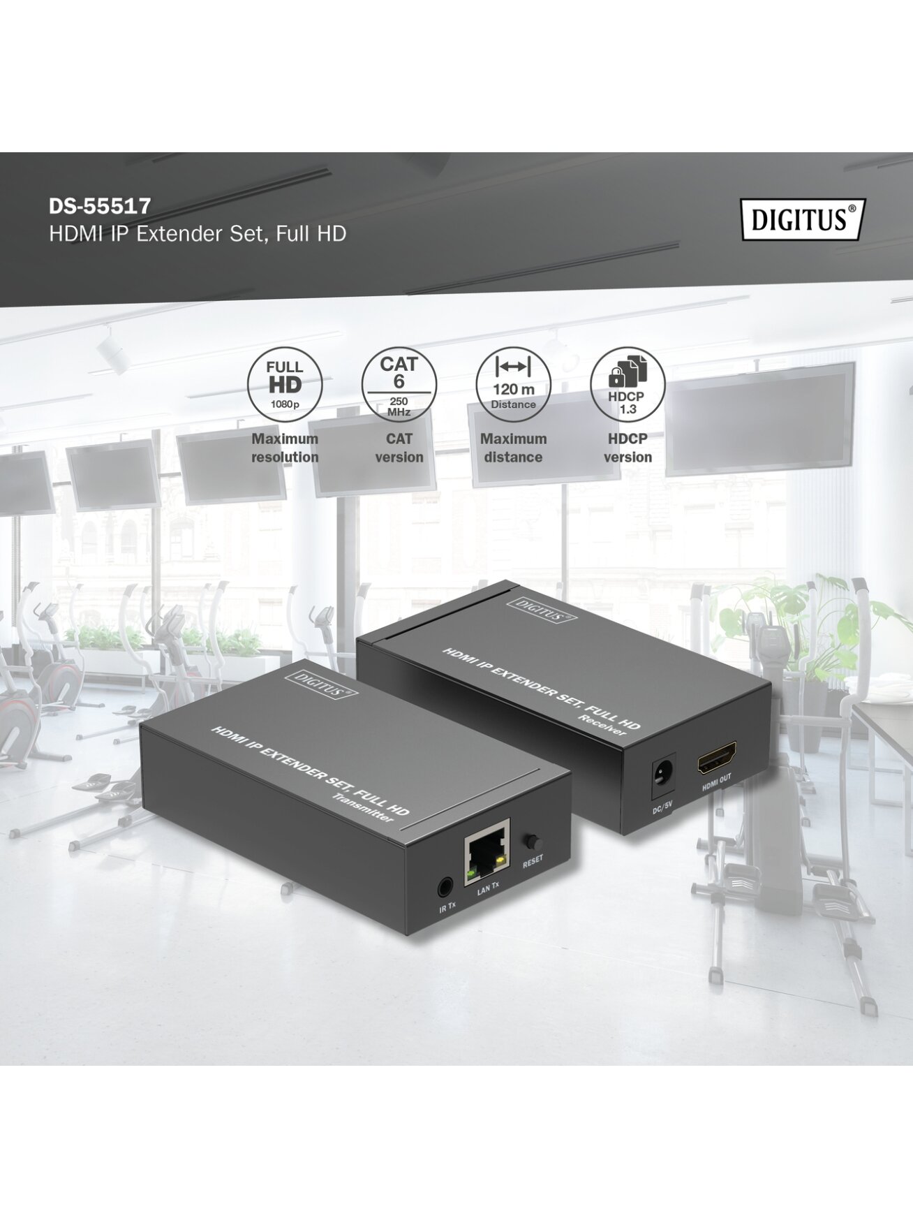 Digitus | HDMI IP Extender Set, Full HD, 120 m | DS-55517 2