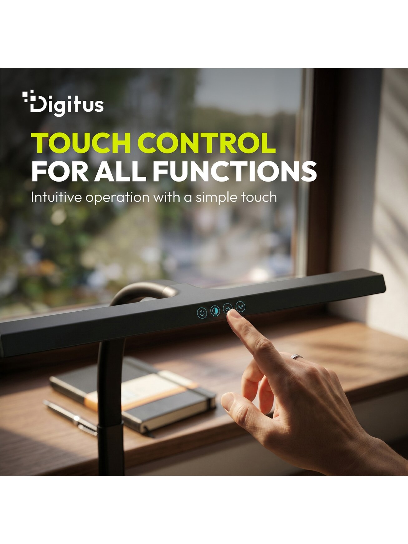 Digitus LED Desk Lamp, 50 cm, Black | DA-90490 | 1025 lm | 7 W | 3000-6500 K | Warm to cold white light | LED lamp | 10 V 1