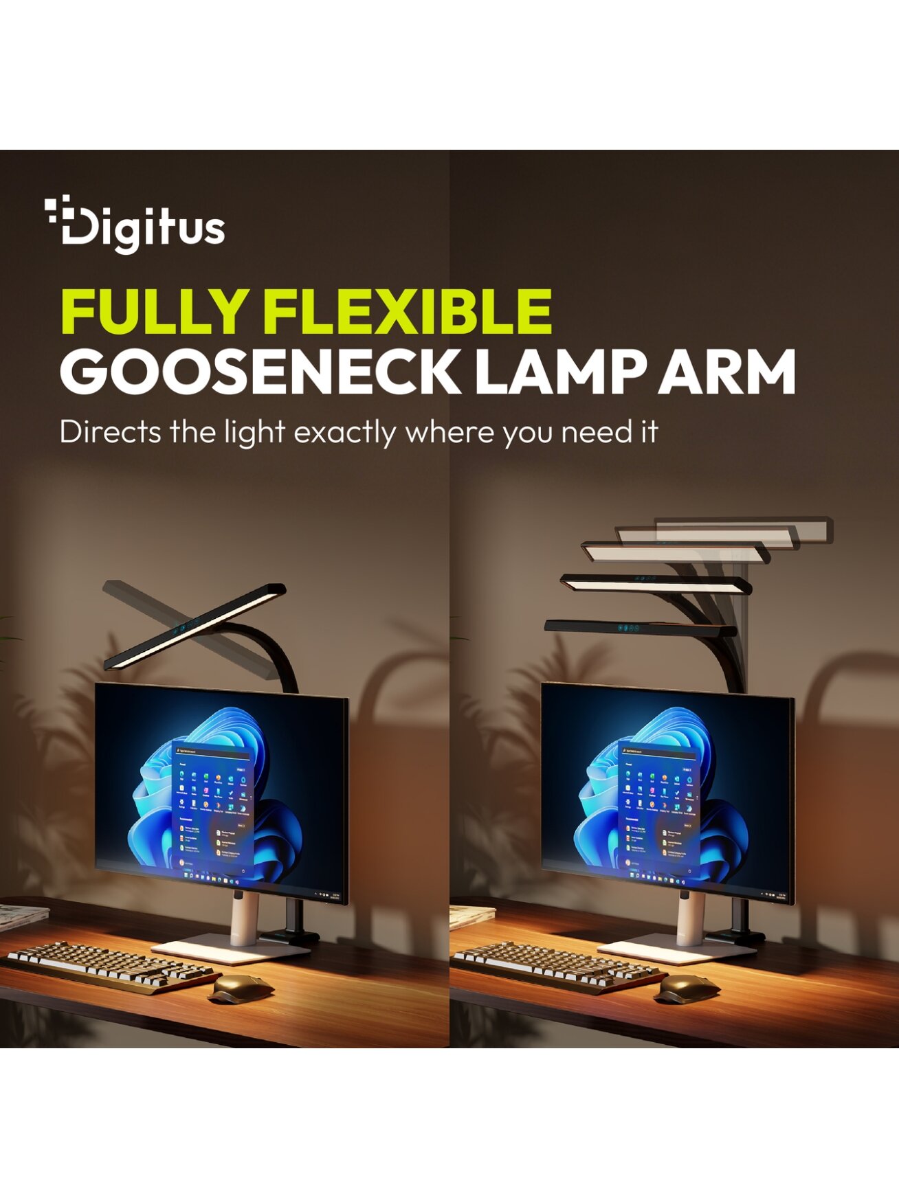 Digitus LED Desk Lamp, 50 cm, Black | DA-90490 | 1025 lm | 7 W | 3000-6500 K | Warm to cold white light | LED lamp | 10 V 3