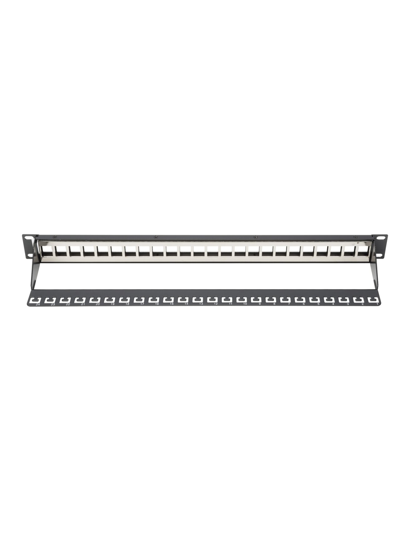 Digitus | Modular Patch Panel | DN-91411 | Layout Keystone Entry: Straight; Area of application: 483 mm (19") cabinet; Suitable for 483 mm (19") cabinet mounting; Housing material: 1.5 mm SPCC cold rolled stell sheet, powder-coated; Ports: 24 | Black 1 Digitus | Modular Patch Panel | DN-91411 | Layout Keystone Entry: Straight; Area of application: 483 mm (19") cabinet; Suitable for 483 mm (19") cabinet mounting; Housing material: 1.5 mm SPCC cold rolled stell sheet, powder-coated; Ports: 24 | Black 1