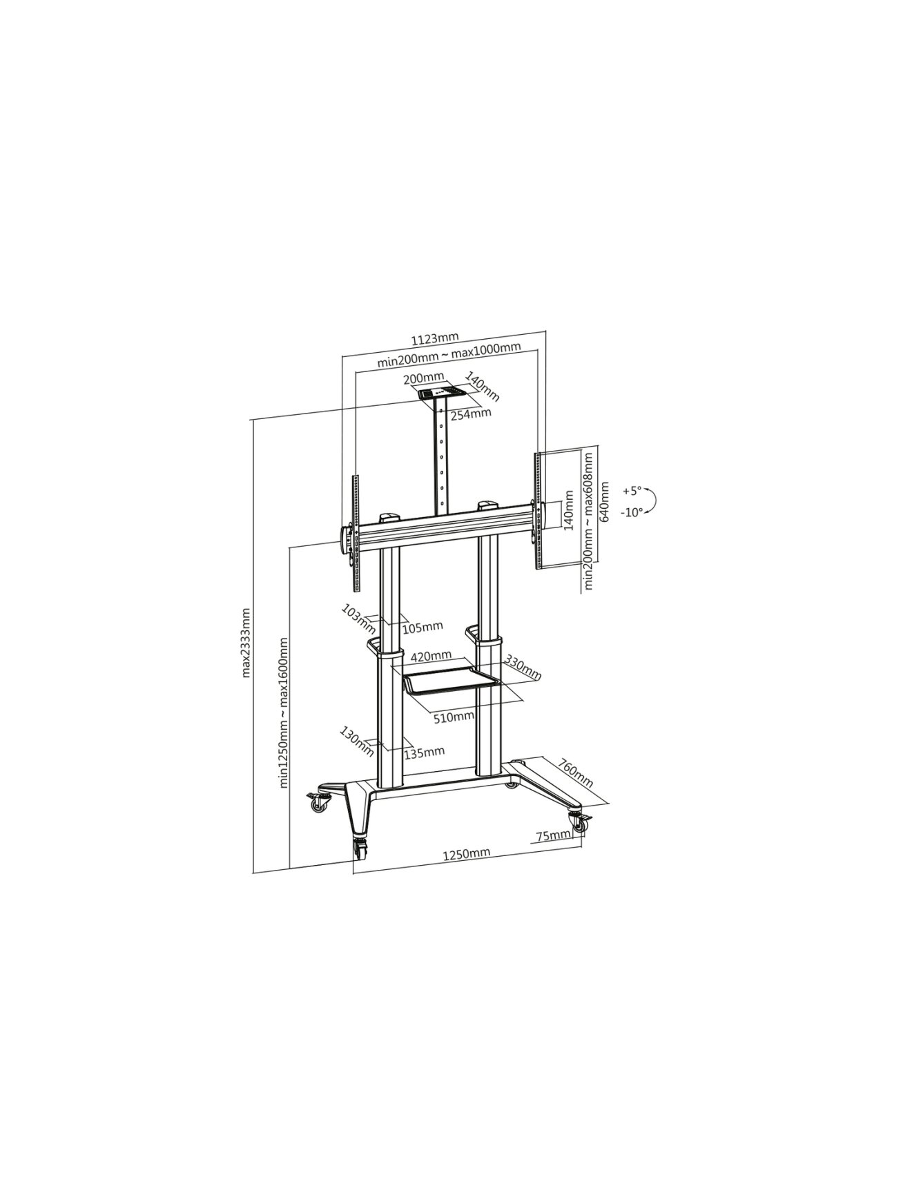 Digitus | Other | 70-120 " | Maximum weight (capacity) 140 kg | Black 3 Digitus | Other | 70-120 " | Maximum weight (capacity) 140 kg | Black 3