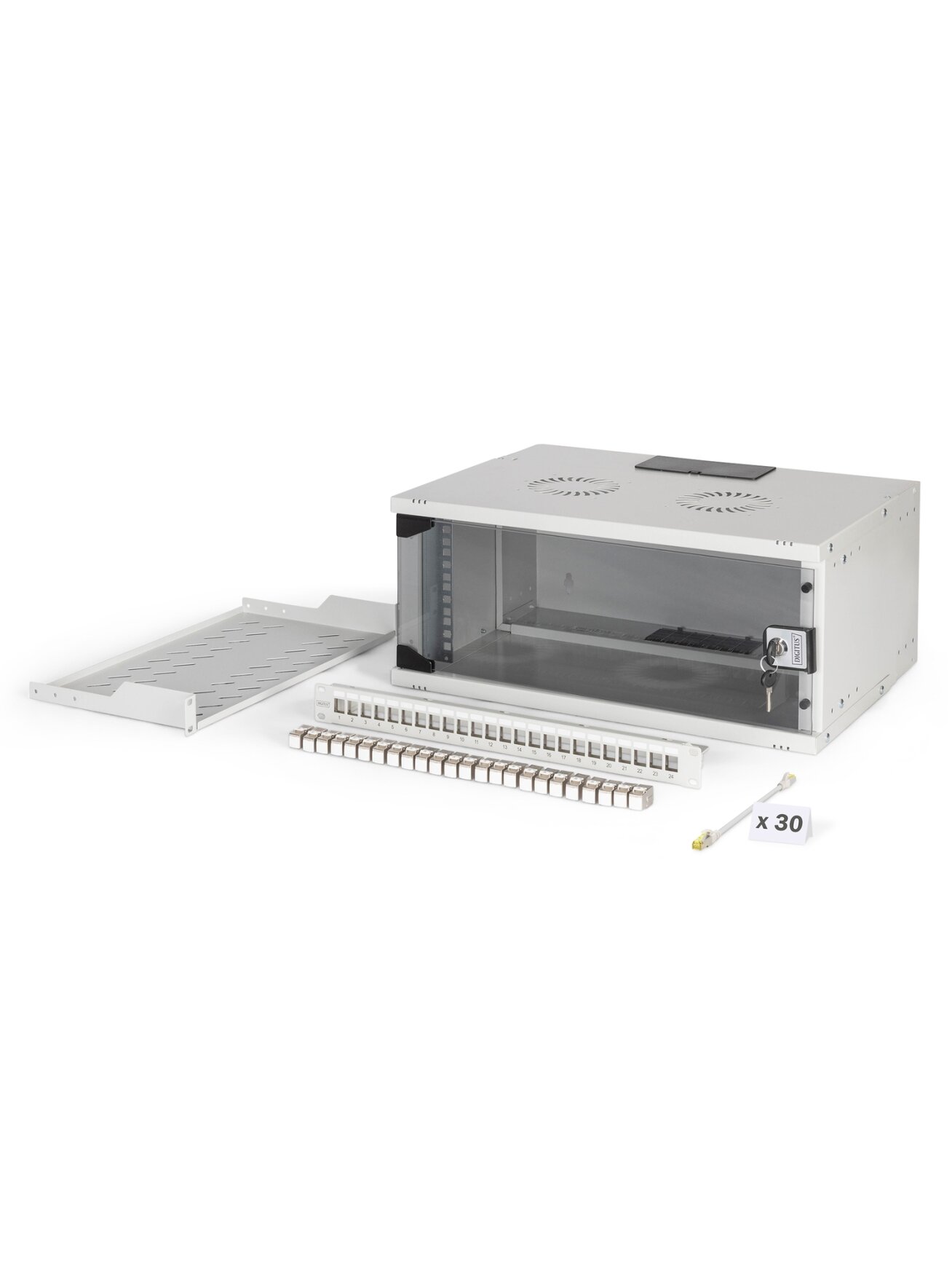 Digitus SOHO Pro network set, 483 mm (19"), 4U, 540 x 400 mm | DN-49200-SET | Light Grey