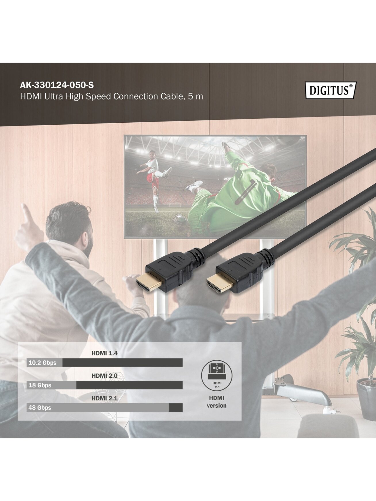 Digitus Ultra High Speed connection cable, type A | HDMI to HDMI | 5 m 3 Digitus Ultra High Speed connection cable, type A | HDMI to HDMI | 5 m 3