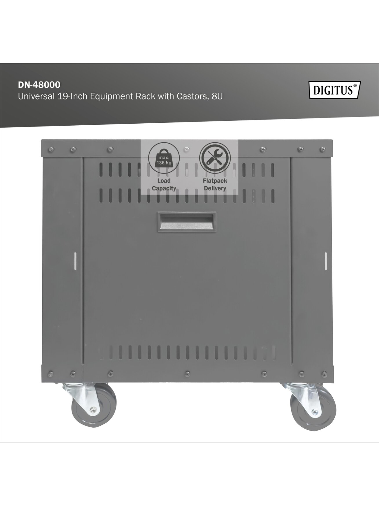 Digitus Universal 19-Inch Equipment Rack with Castors, 8U | DN-48000 8
