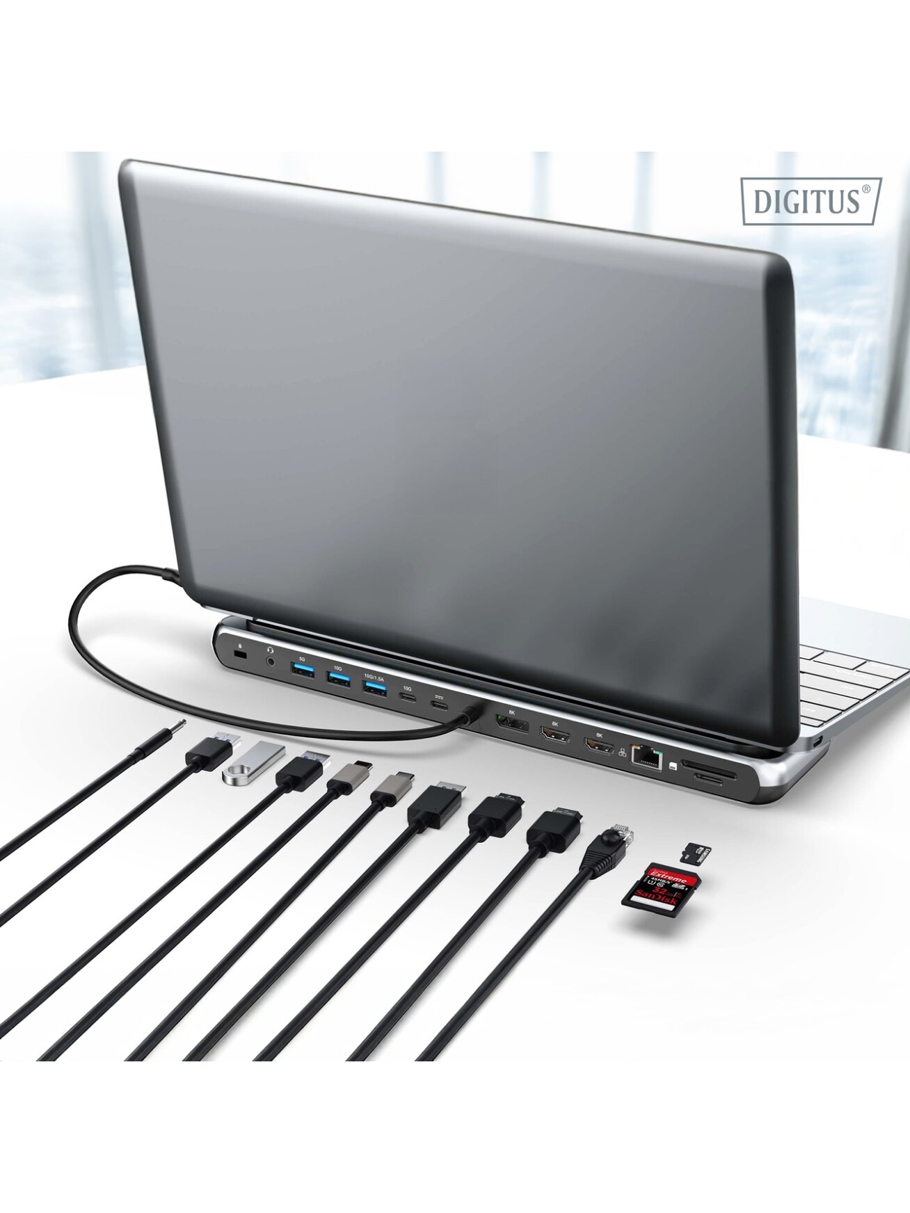 Digitus USB-C 8K docking station, 12-port | DA-70919 | Ethernet LAN (RJ-45) ports 1 | HDMI ports quantity 2 3