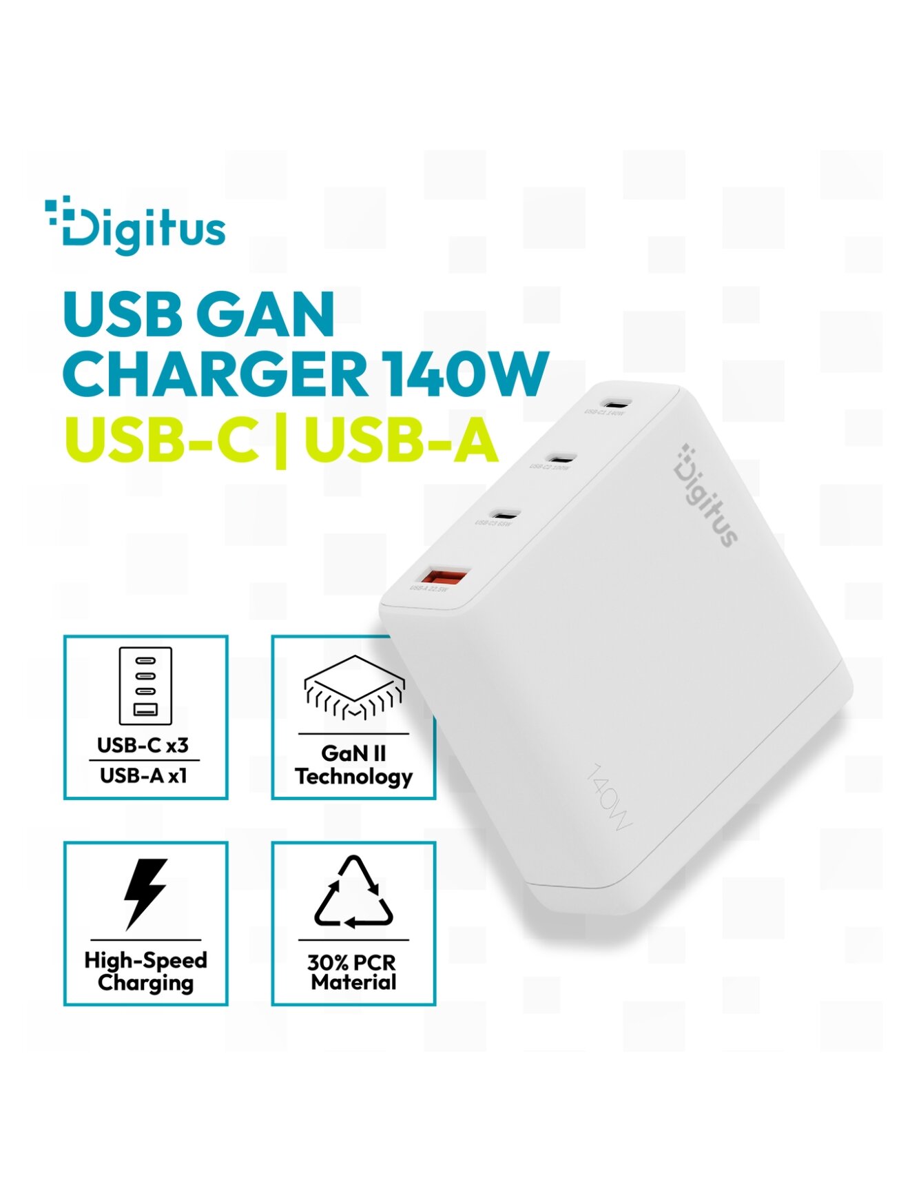Digitus USB GaN Charger 140W, 3x USB-C, 1x USB-A | DA-10305 2