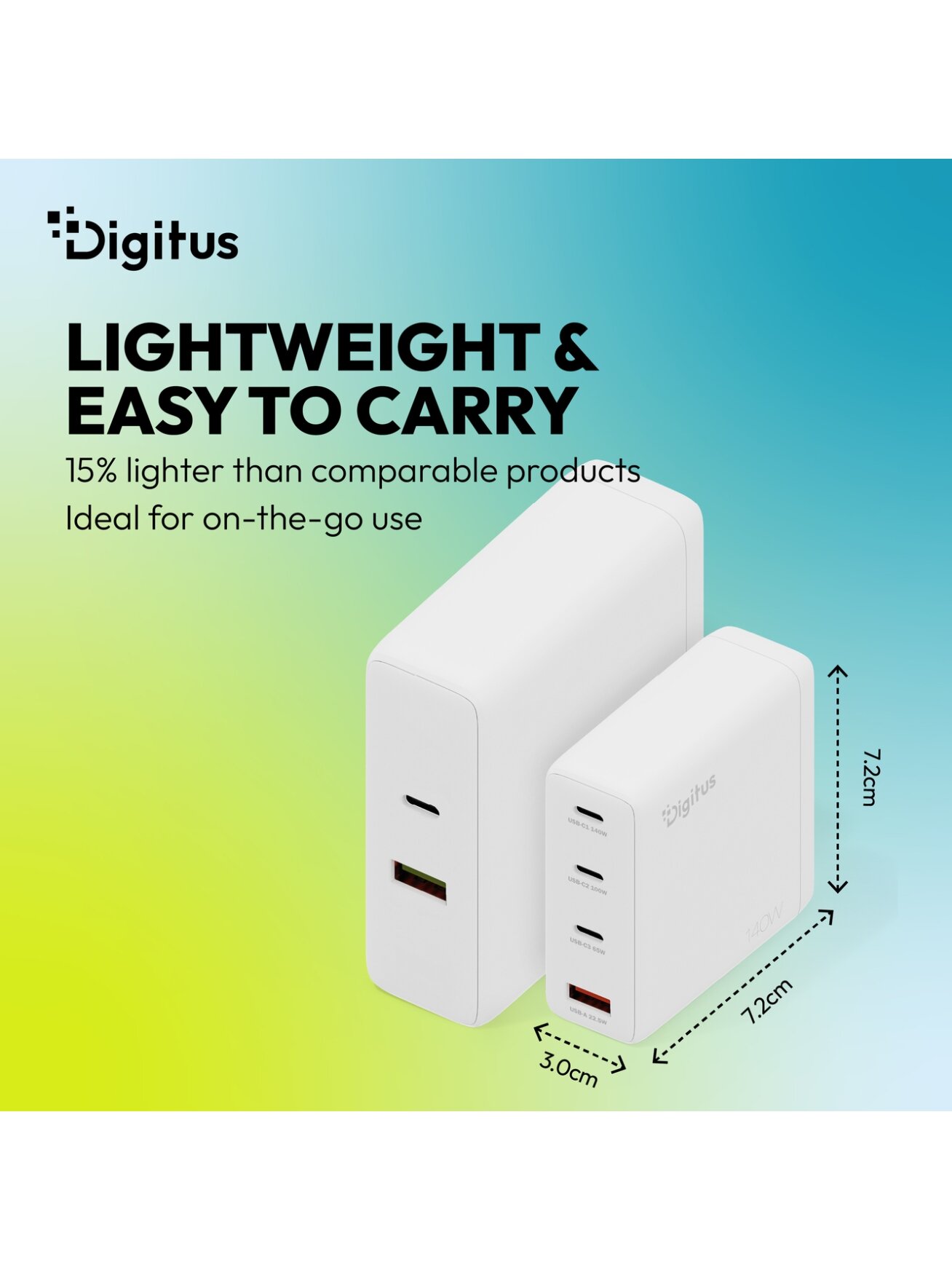 Digitus USB GaN Charger 140W, 3x USB-C, 1x USB-A | DA-10305 4 Digitus USB GaN Charger 140W, 3x USB-C, 1x USB-A | DA-10305 4