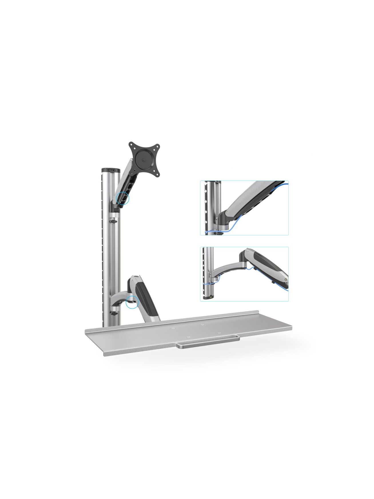 Digitus | Wall mount | Workstation | Adjustable Height, Tilt, Swivel | 27 " | Maximum weight (capacity) 6 kg | Silver 3