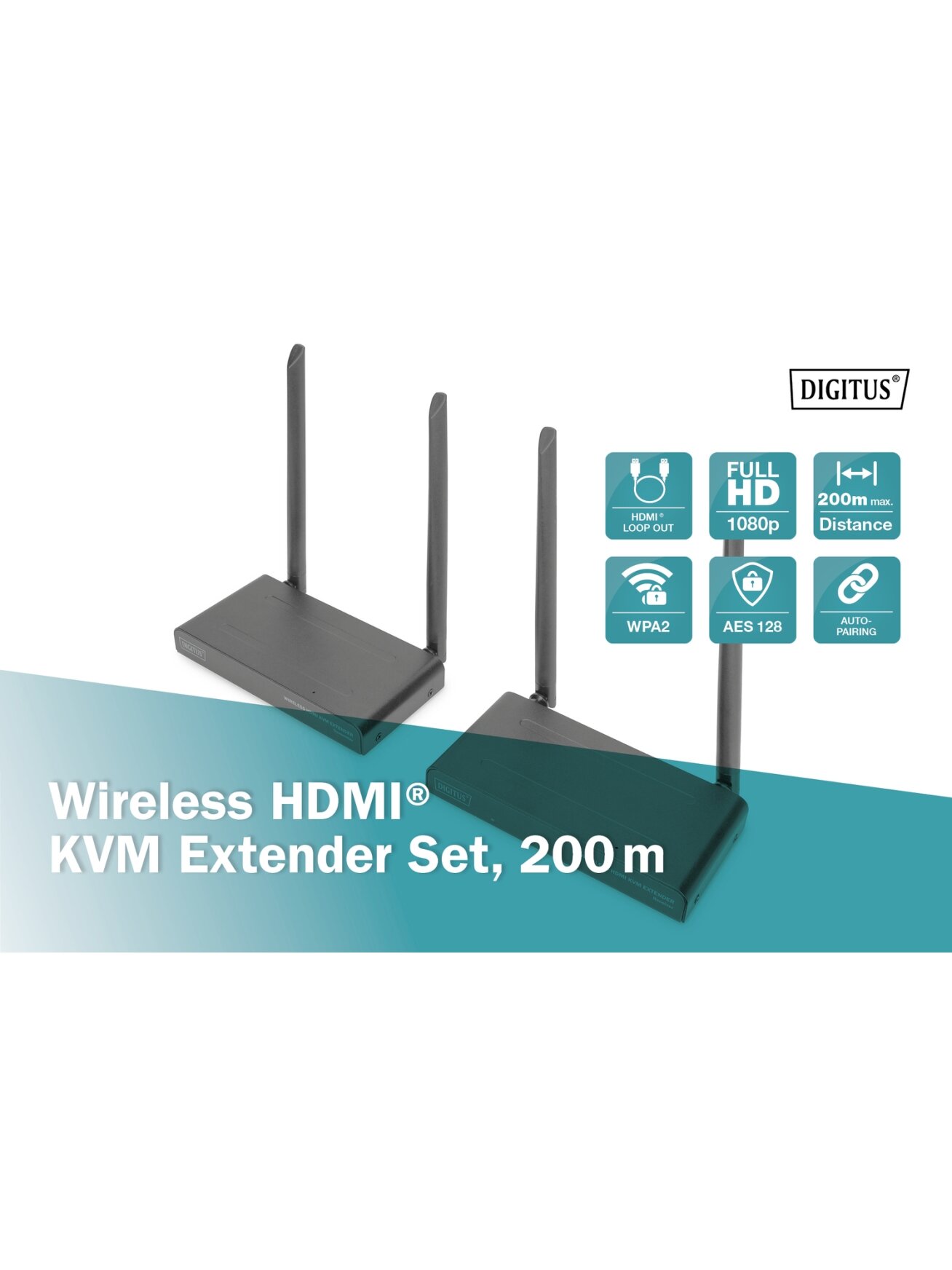 Digitus | Wireless HDMI KVM Extender Set, 200 m | DS-55321 8